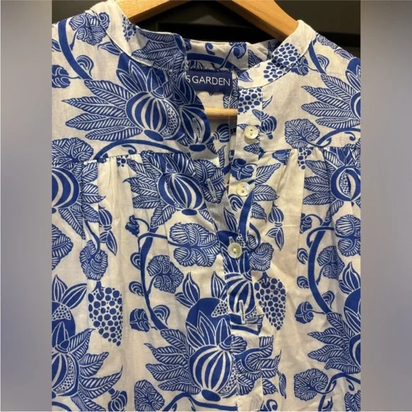 Tuckernuck Ro's Garden Bluefanny Rio Maxi Midi Dress Long Sleeve Boho blue white - Picture 11 of 16